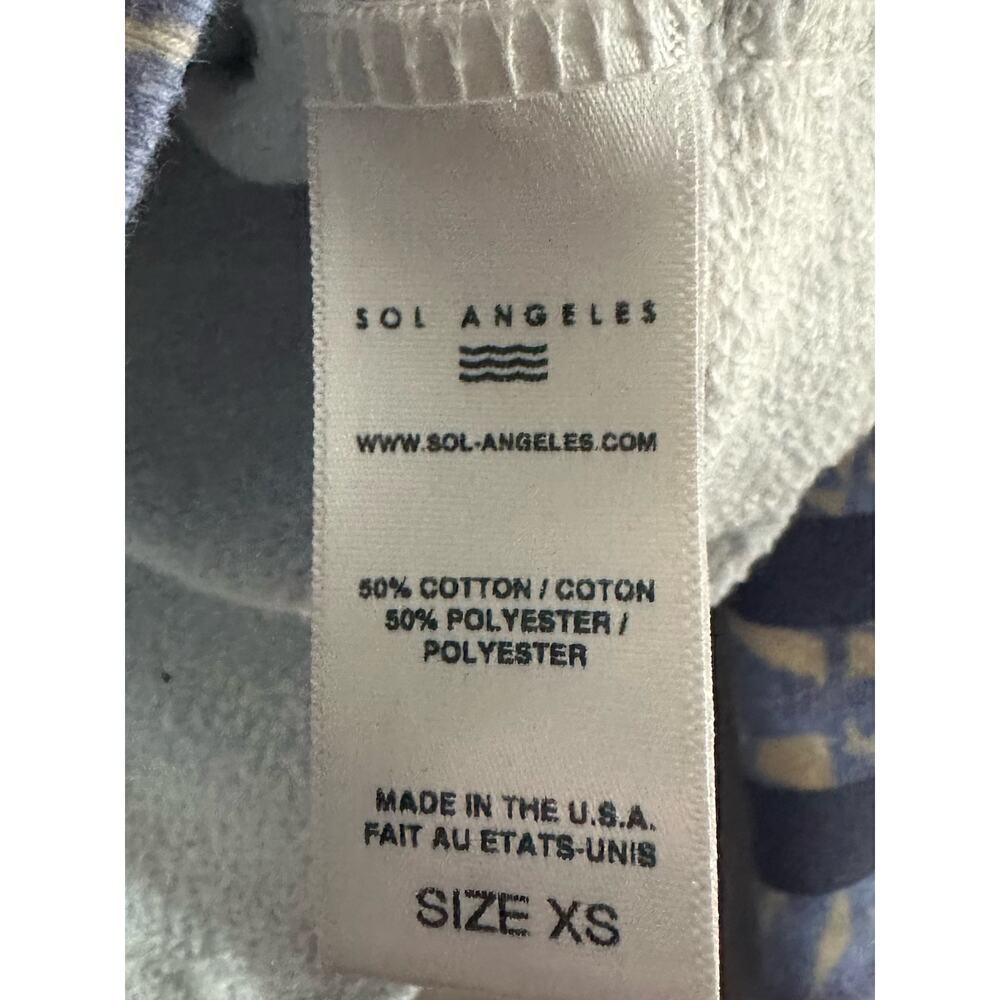 SOL ANGELES Floral Palm Leaf Raw-Cut Neck Cobalt Blue Pullover Sweatshirt - XS - Picture 5 of 5